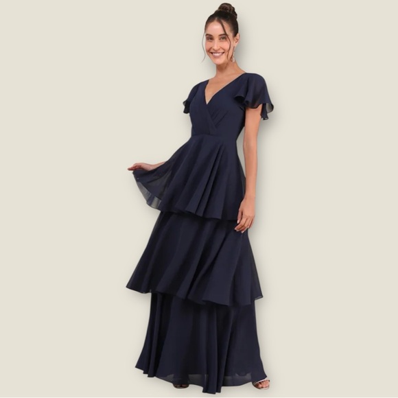 NWT Lulus Sincerely Exquisite blue tiered ruffle maxi dress NWT Lulus Sincerely Exquisite blue tiered ruffle maxi dress